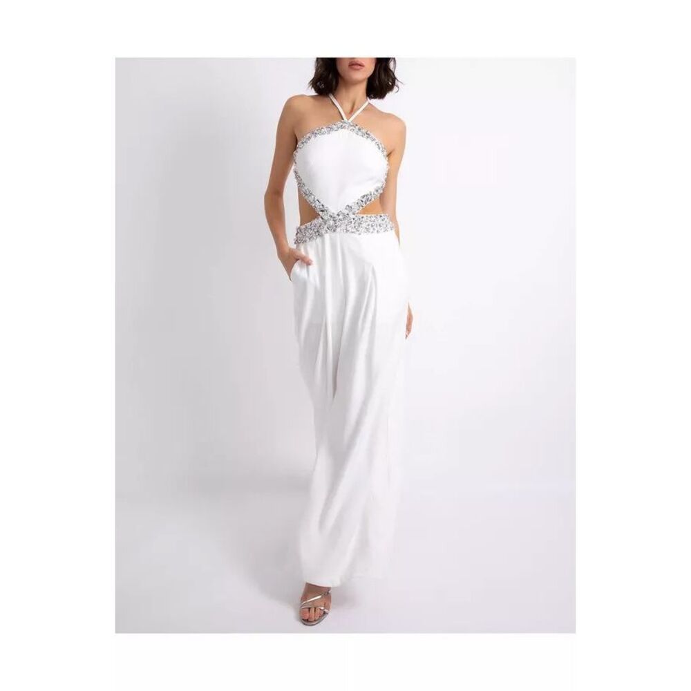 NWT PatBO Hand-Beaded Halterneck Jumpsuit Size US4 $1,100